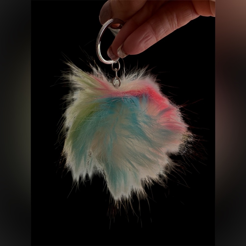 Cotton candy colored poof bag, charm